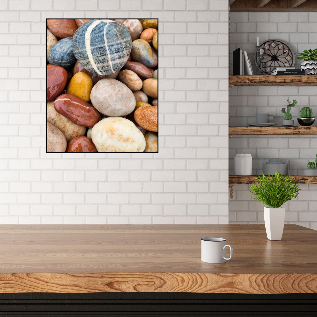 Devon Coastal Pebbles Poster, Budleigh Salterton (Framed or Unframed)