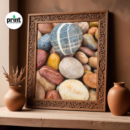 Devon Coastal Pebbles Poster, Budleigh Salterton (Framed or Unframed)