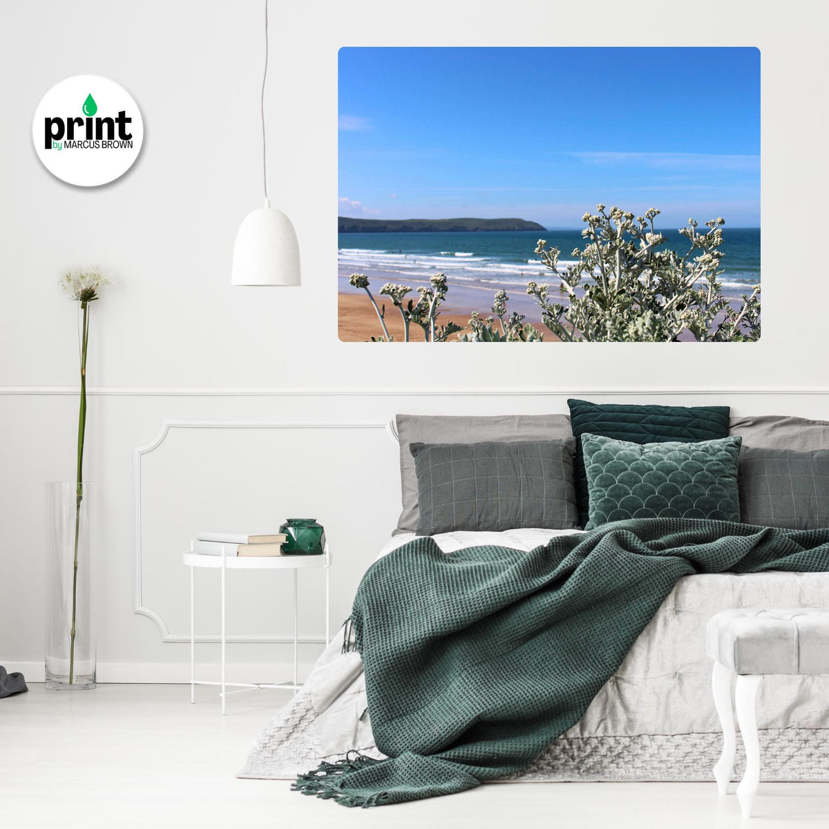 Cornwall Seaside Wall Art - Ragwort Flowers with Ocean View