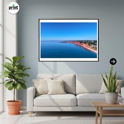 Jurassic Coast Drone Photograph, Budleigh Salterton Cliffs, Devon Coastal Wall Art