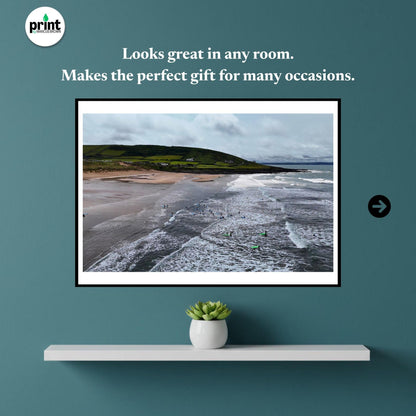 Croyde Bay Drone Photograph, North Devon Surfing Beach Wall Art