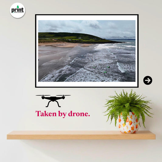 Croyde Bay Drone Photograph, North Devon Surfing Beach Wall Art