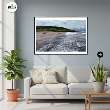 Croyde Bay Drone Photograph, North Devon Surfing Beach Wall Art