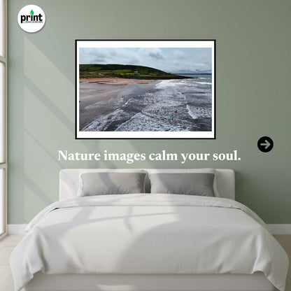 Croyde Bay Drone Photograph, North Devon Surfing Beach Wall Art