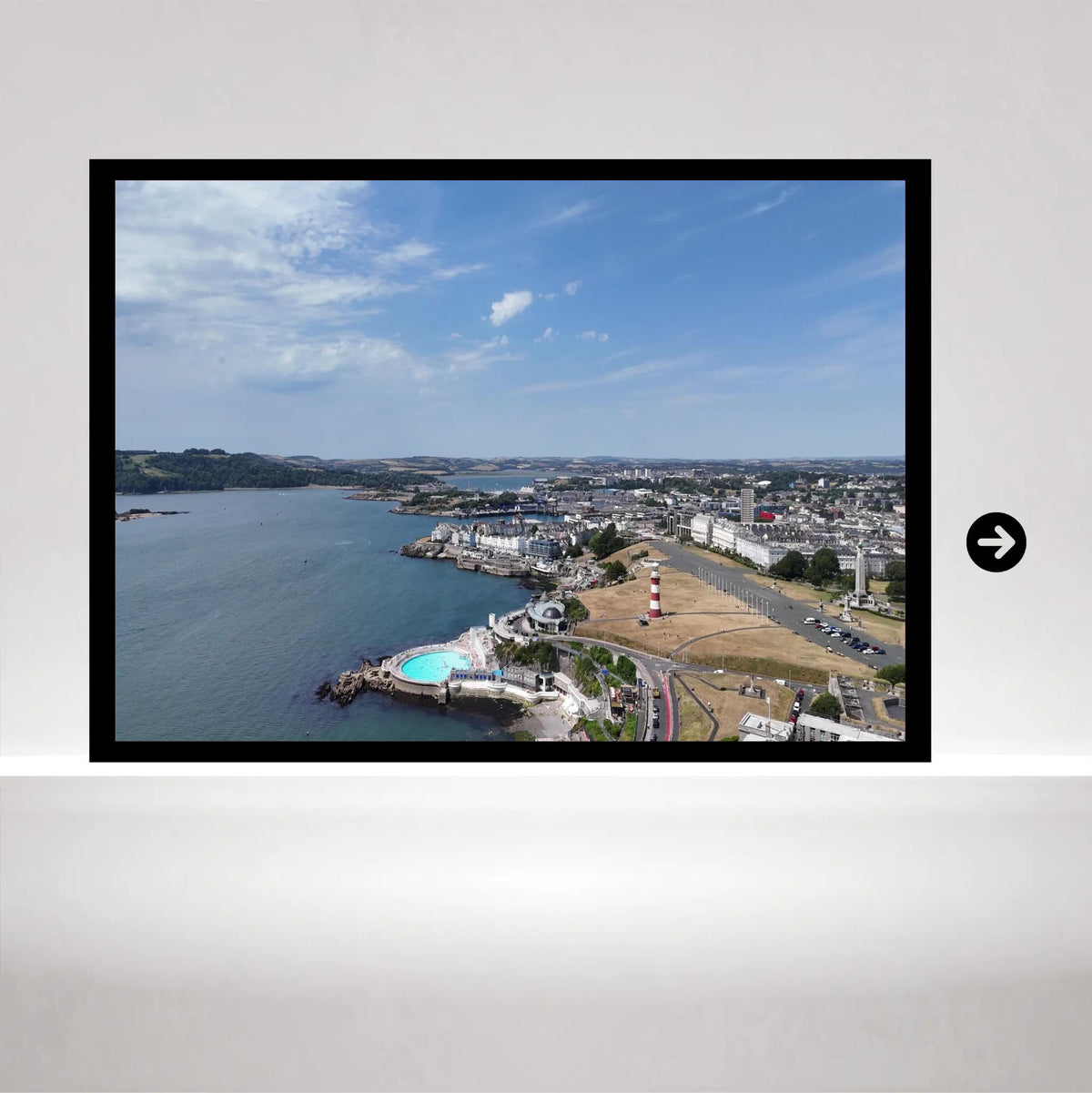 Quiet Moment on Plymouth Hoe Wall Art - Coastal View of Plymouth Sound, Limestone Cliffs, Maritime Heritage, Devon Landscape, Poster
