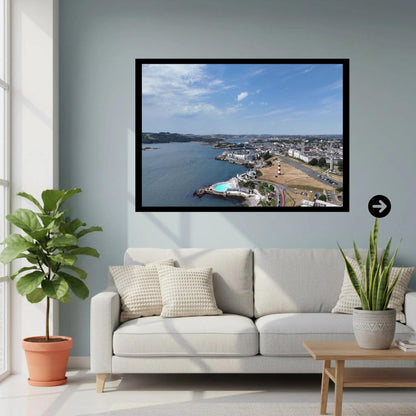 Quiet Moment on Plymouth Hoe Wall Art - Coastal View of Plymouth Sound, Limestone Cliffs, Maritime Heritage, Devon Landscape, Poster