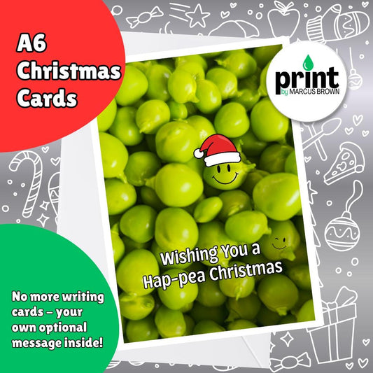 Funny Pea Christmas Cards Pack | Hap-pea Christmas Card | Vegetable Xmas Cards | Gardener Allotment Christmas Cards A6