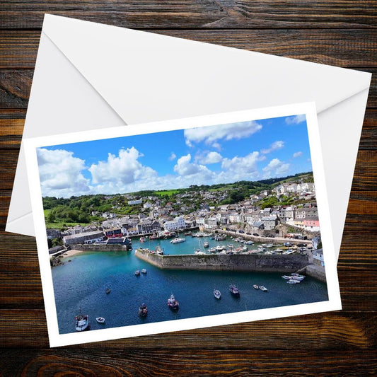 Mevagissey A6 Greetings Card - Aerial Photography | Devon and Cornwall Drone Collection