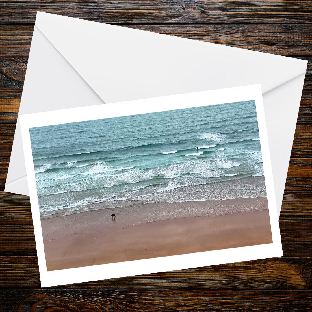 Devon Surfing A6 Greetings Card - Drone Photography | Devon and Cornwall Drone Collection