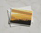 Sunset Landscape Greeting Card, Tree Silhouette Golden Sky, Dawn Dusk Nature Card