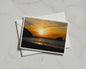Sunset Beach Landscape Card, Coastal Silhouette, Orange Sky, Seaside Greetings Card