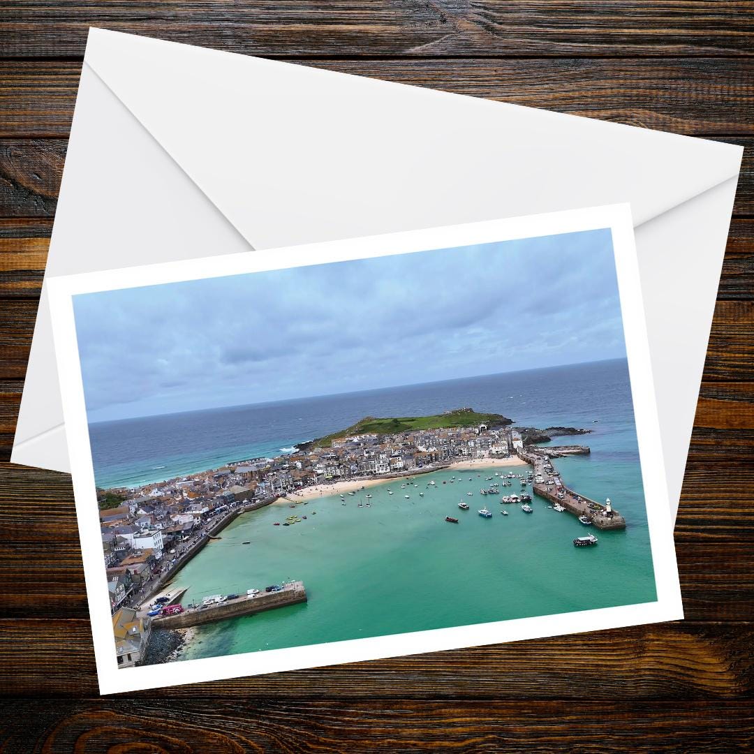 St Ives A6 Greetings Card — Drone Photography | Devon and Cornwall Drone Collection