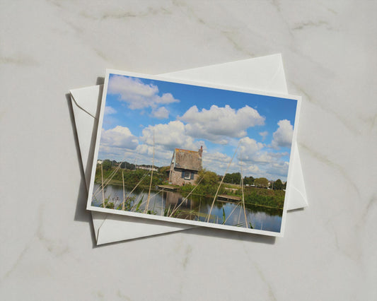 Stone Cottage by the Water A6 Card, Rural England Landscape, Rustic Country Cottage Card