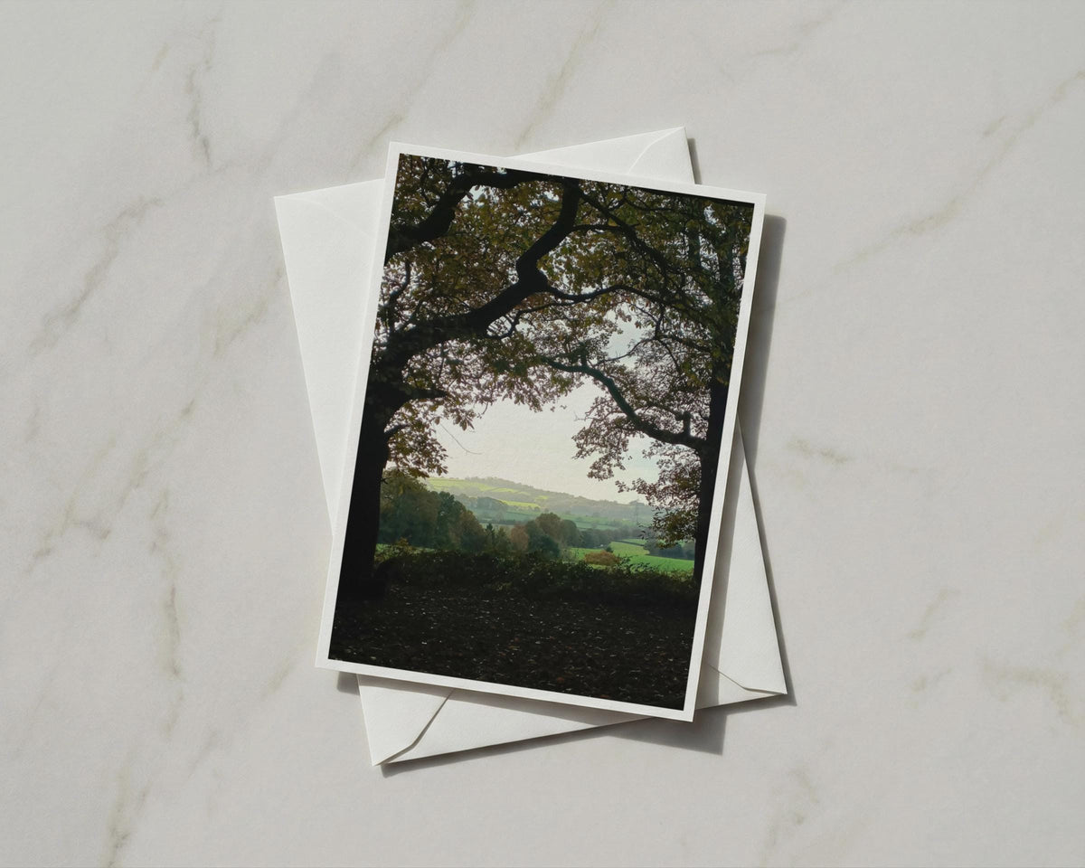 Autumn Trees Countryside View Card, English Rural Landscape, Nature A6 Greeting Card