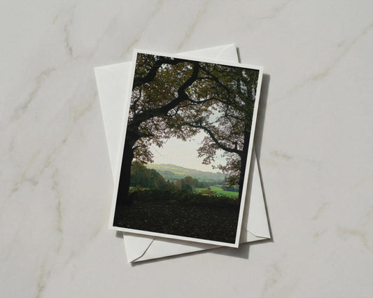 Autumn Trees Countryside View Card, English Rural Landscape, Nature A6 Greeting Card