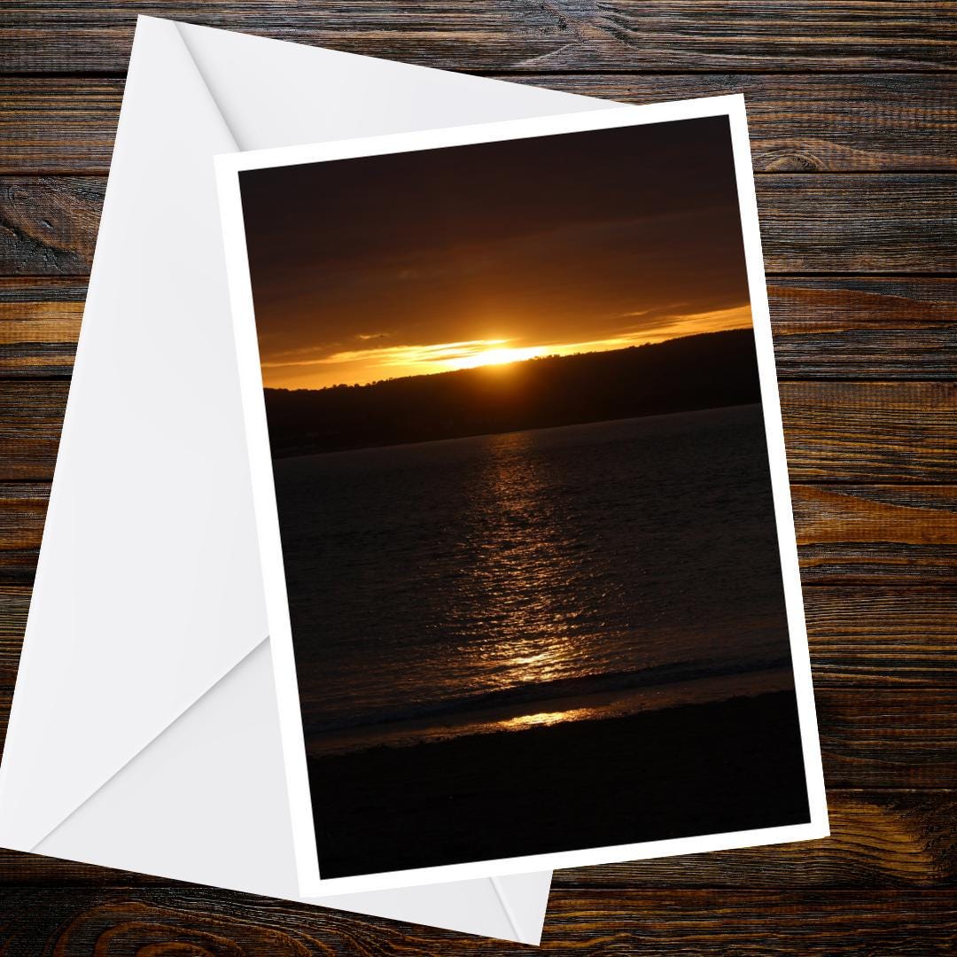 Sea Sunrise Greetings Card | Devon Coast Card | Golden Dawn Photography | Blank Coastal Greeting Card