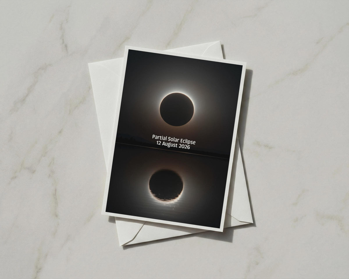 Partial Solar Eclipse 2026 Card, Astronomy Gift, Solar Corona, Space Keepsake