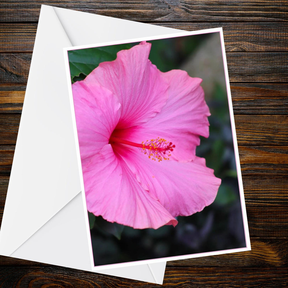 Pink Hibiscus A6 Greetings Card - Inspired by Eden Collection | Tropical Flower Photo