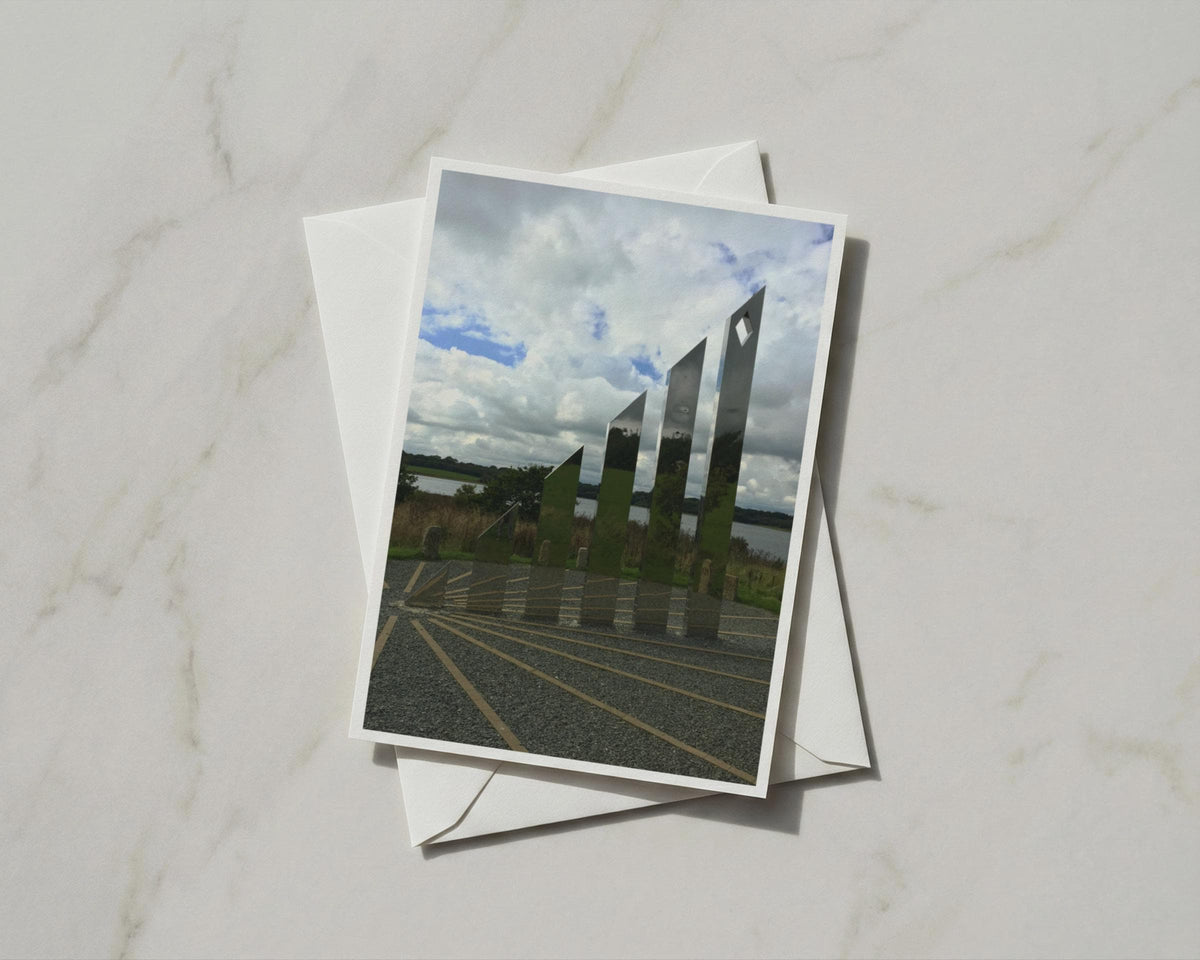 Mirror Steel Sculpture Card, Outdoor Art Installation, Lough, Irish Landscape A6