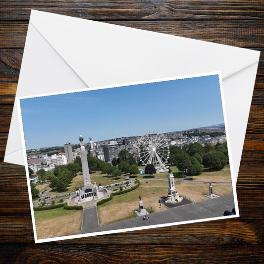 Plymouth Naval Memorial Obelisk Greeting Card | Remembrance Tribute | WWI & WWII Commemoration | High-Quality A6 Landscape Card