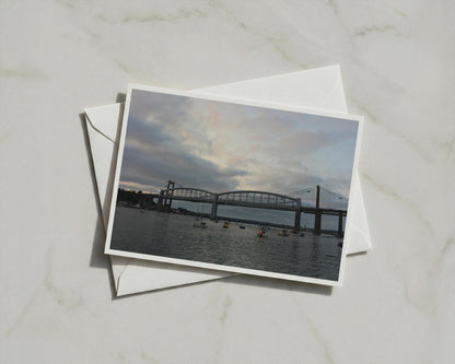 Royal Albert Bridge Saltash Cornwall Card, Tamar River Boats, Devon Cornwall Gift