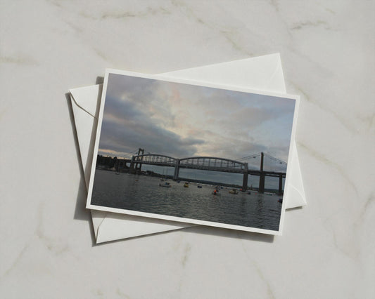 Royal Albert Bridge Saltash Cornwall Card, Tamar River Boats, Devon Cornwall Gift