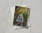 Autumn Waterfall Woodland Card, Forest Stream Nature, Russet Leaves Trees Greeting Card