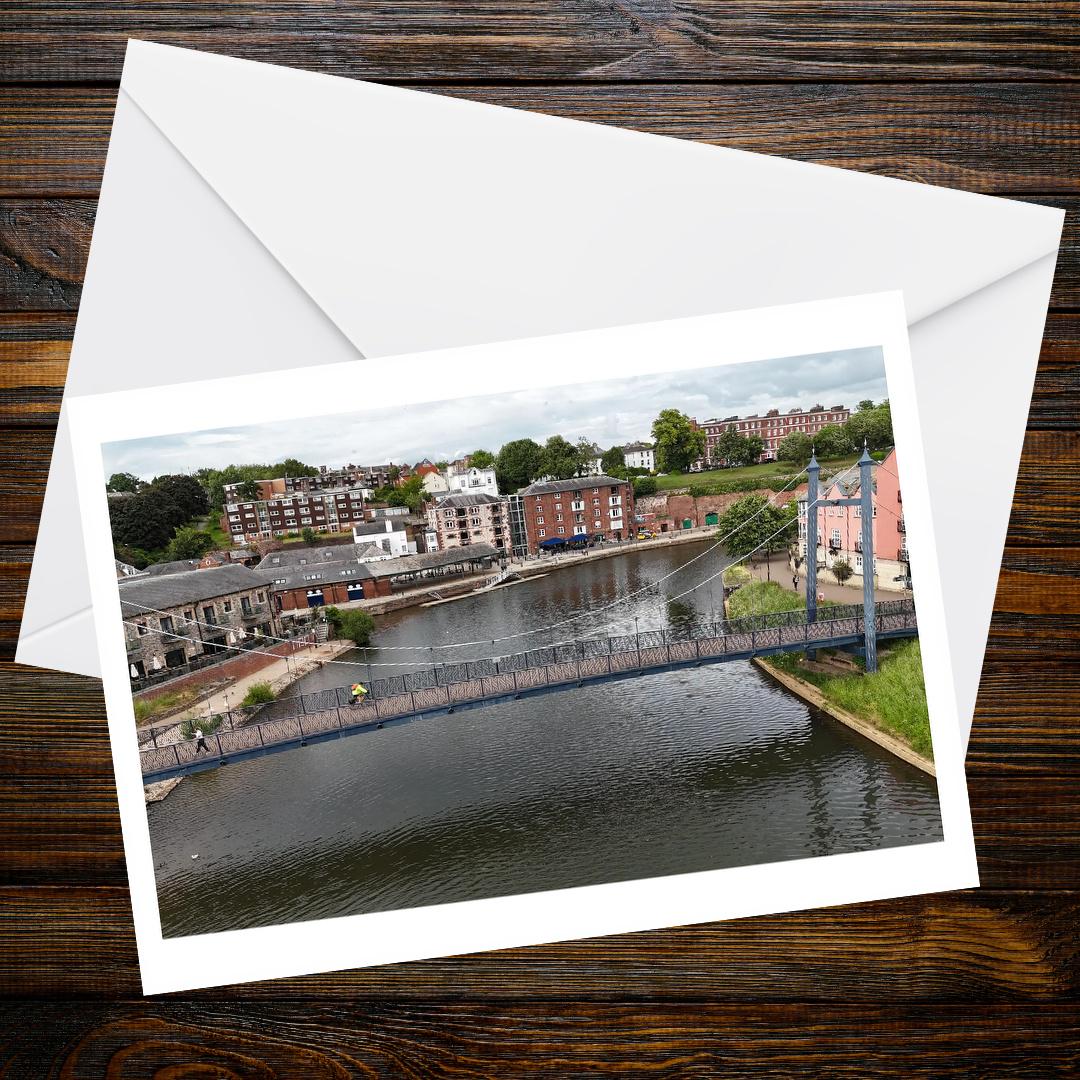 Bridge over the River Exe at Exeter Quay A6 Greetings Card - Aerial Photography - Devon and Cornwall Drone Collection
