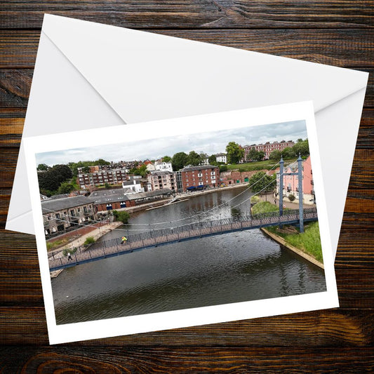 Bridge over the River Exe at Exeter Quay A6 Greetings Card - Aerial Photography - Devon and Cornwall Drone Collection