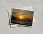 Sunset Beach Landscape Card, Coastal Dusk Sky, Rocky Cove Greeting Card, Orange Sea