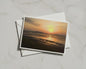 Sunset Estuary Landscape Card, Golden Sky Coastal Greeting Card, Dawn Dusk