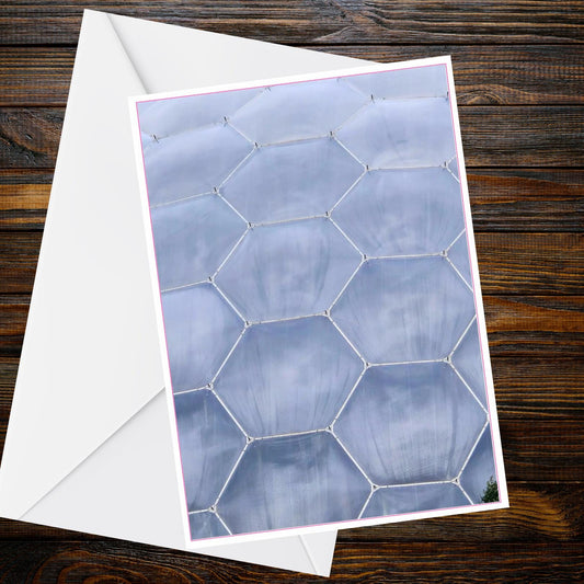 Eden Project Geodesic Dome Photo Card | Blue Architectural Greetings (A6)