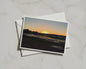 Coastal Sunset Greeting Card, Estuary Low Tide Landscape, Orange Sky Seaside Card