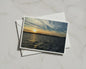 Sunset Over the Sea Greetings Card, Ocean Dusk Landscape, Coastal Sky Card