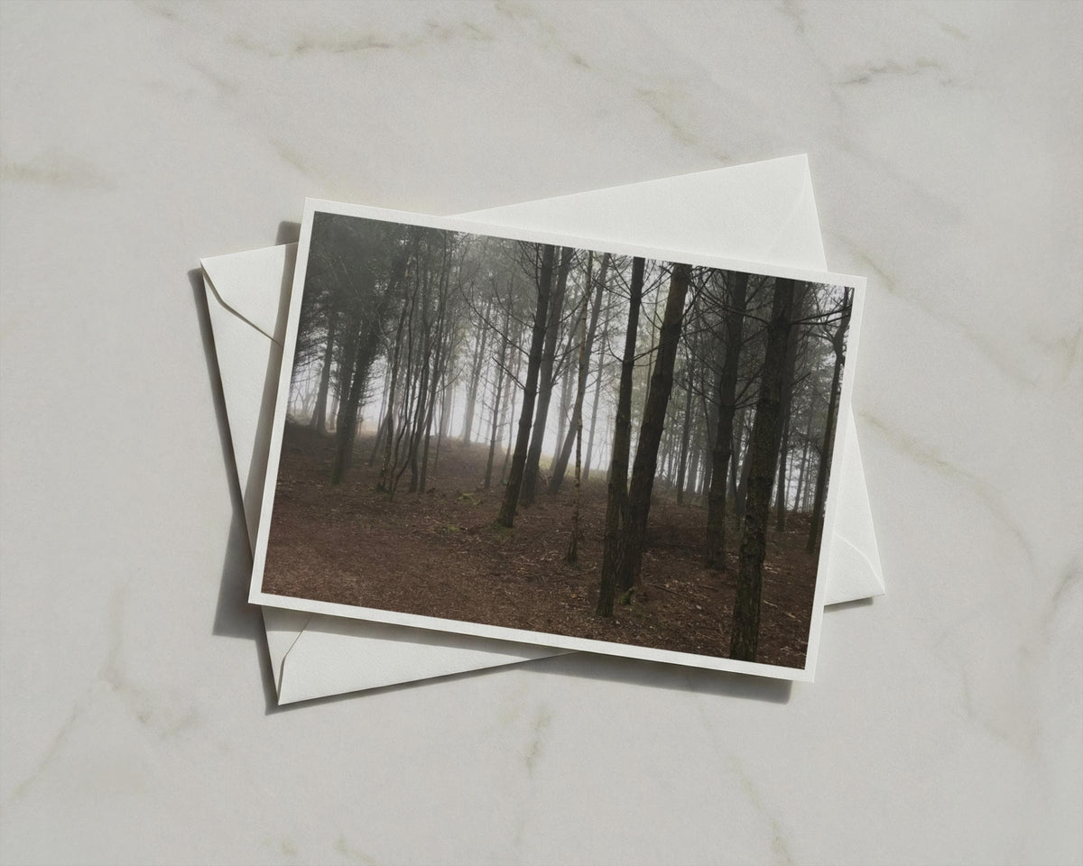 Misty Forest Poster, Woodland Trees Landscape Framed Print, Moody Nature Photography, Dark Wood Wall Art, Atmospheric Pine Trees Gift