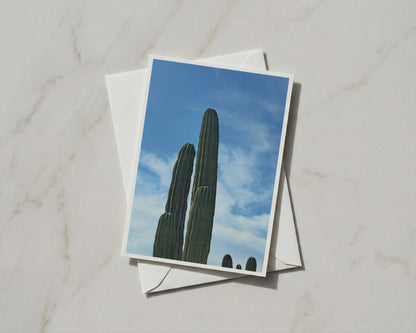 Cactus Photography Card, Desert Blue Sky, Botanical Nature A6 Card with Envelope