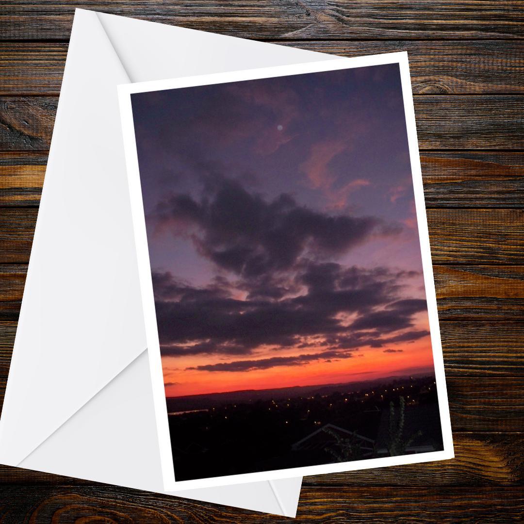 Exmouth Sunset Greetings Card | Devon Evening Sky | Blank Nature Card