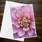 Dahlia Soft Blush Pink & Lilac Greeting Card - Summer Flower Collection