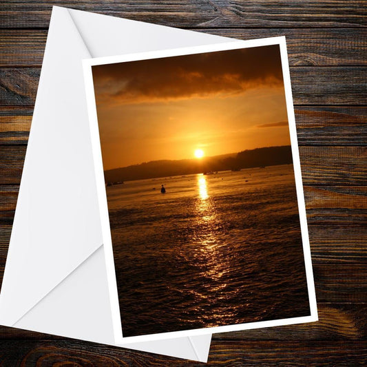 Golden Sunrise Greetings Card | Devon Estuary Card | Coastal Dawn Card | Blank Nature Greeting Card