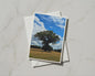 Lone Oak Tree Card, English Countryside Summer Sky, Nature Greeting Card Gift