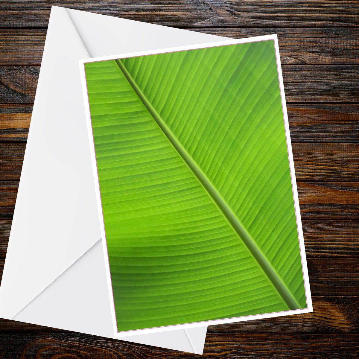 Chartreuse Banana Leaf Abstract Card – Tropical Geometry, Modern Botanical Stationery