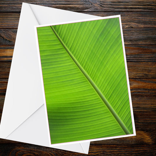 Chartreuse Banana Leaf Abstract Card – Tropical Geometry, Modern Botanical Stationery