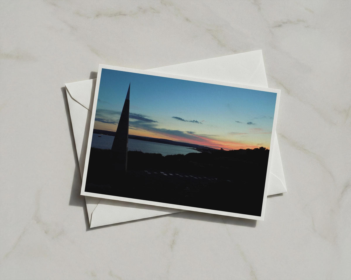 Coastal Sunset Landscape Card, Dusk Over the Bay, Twilight Sky Greetings Card