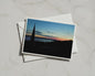 Coastal Sunset Landscape Card, Dusk Over the Bay, Twilight Sky Greetings Card