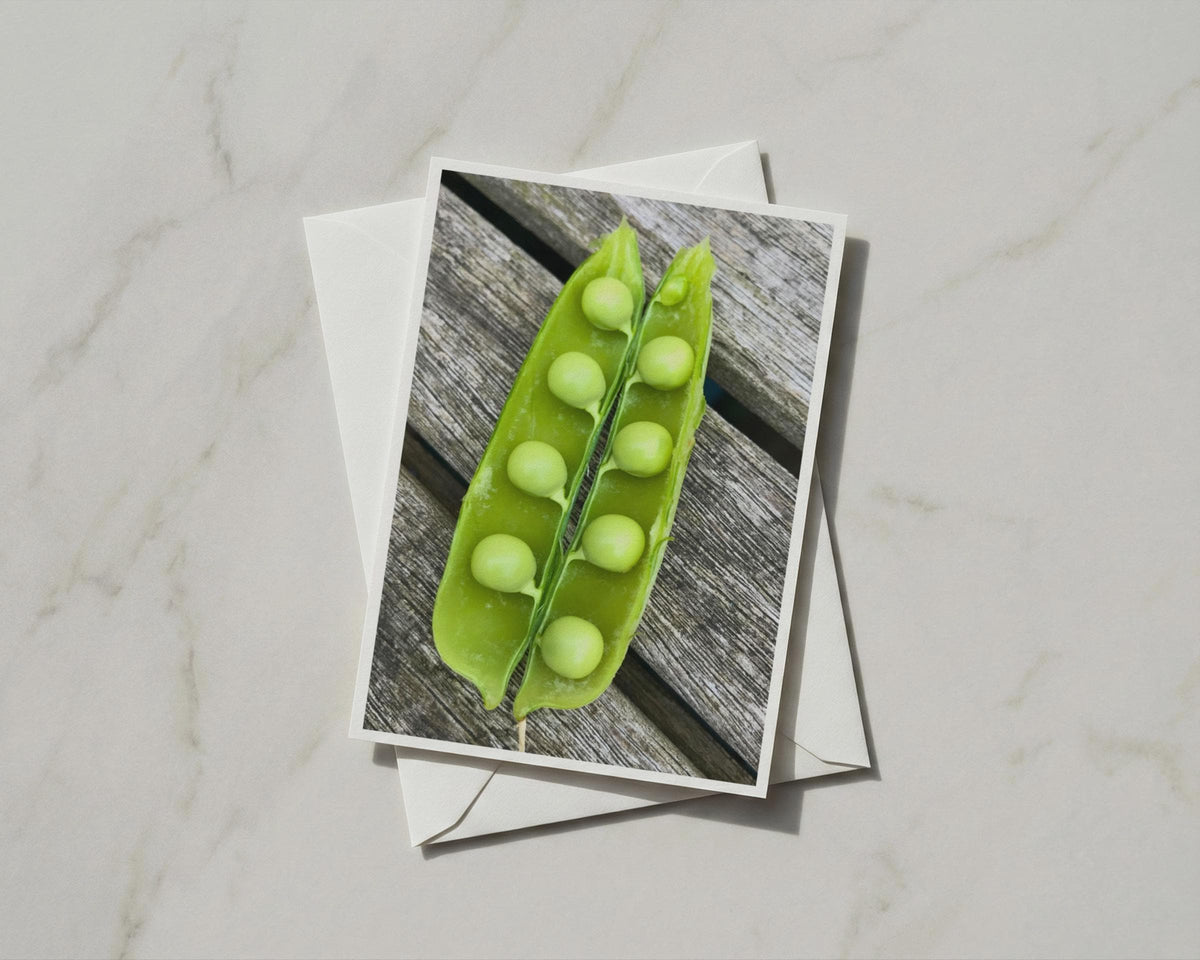 Pea Pod Card, Fresh Green Vegetable Garden Photo, Blank A6 Card with Envelope