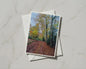 Autumn Forest Path Card, Woodland Trees Greeting Card, Fall Leaves Nature Card