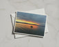 Sunset Kayak Estuary Card, Dawn Dusk Landscape, Coastal Greeting Card, Golden Sky
