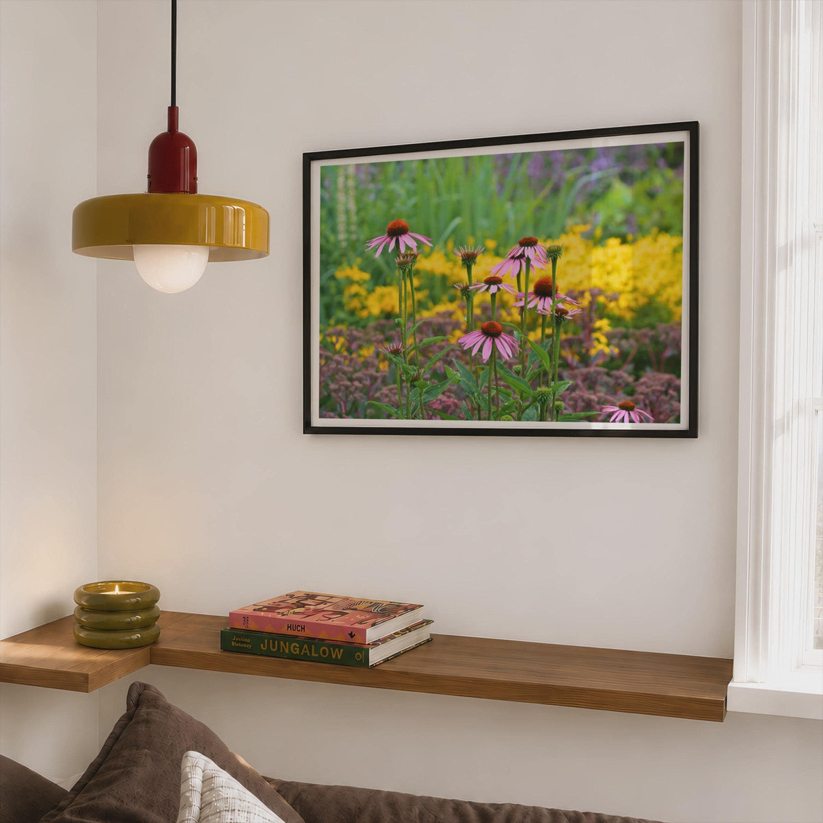 Echinacea Garden Poster, Purple Coneflower Framed-Print, Botanical Flower Wall Art, Colourful Summer Garden Print, Nature Photography