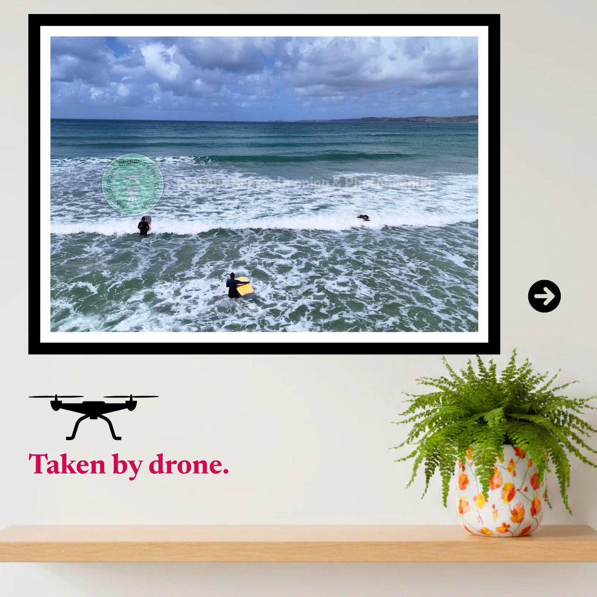 Cornwall Surf Print, Coastal Beach Photography, Ocean Wall Art, Wave Scene