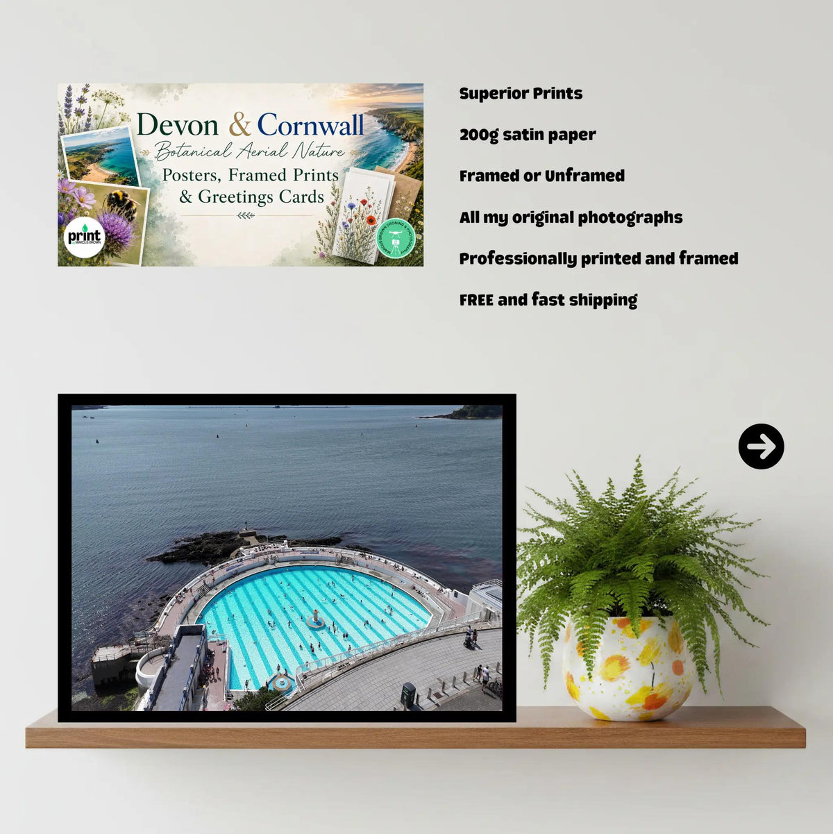 Summer at Tinside Lido Plymouth | Art Deco Coastal Photography | Outdoor Pool Print | Seafront, Vintage Style, Framed or Poster Options